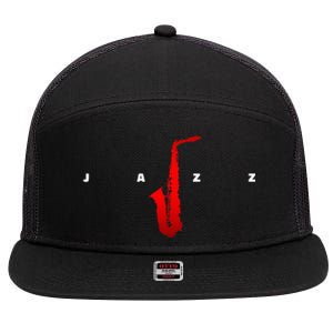 Jazz Music Saxophone 7 Panel Mesh Trucker Snapback Hat