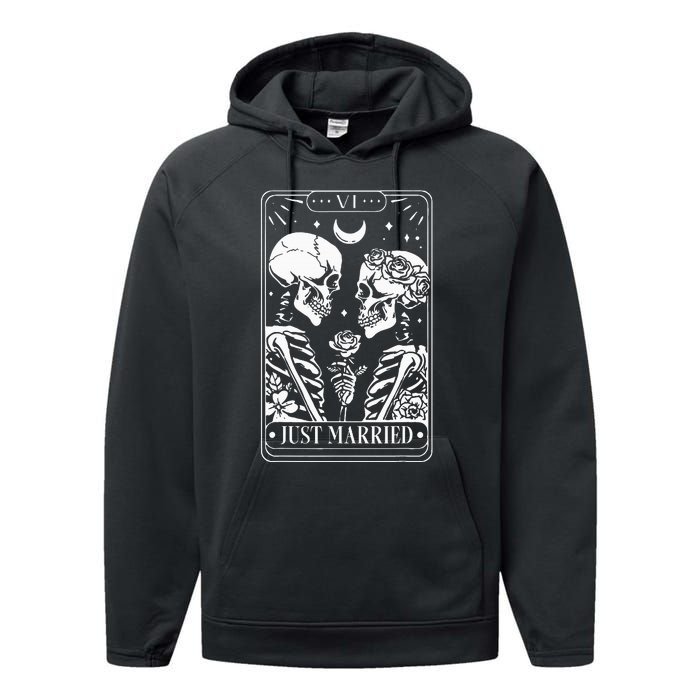 Just Married The Lovers Skeleton Couple Matching Halloween Performance Fleece Hoodie