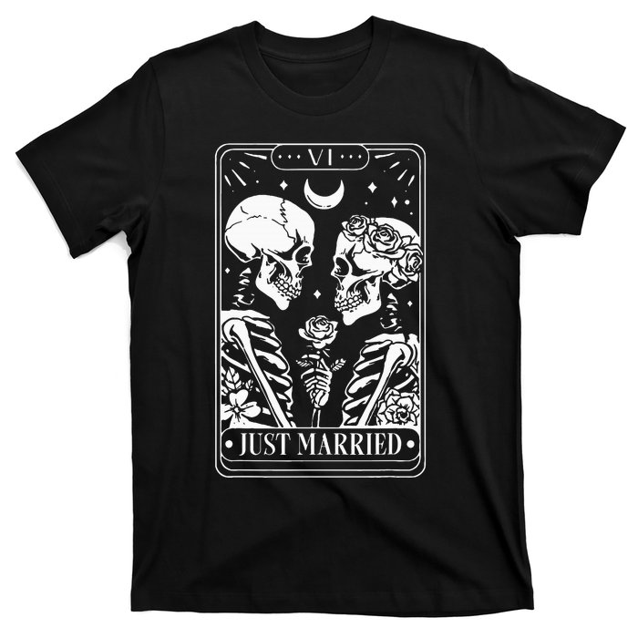 Just Married The Lovers Skeleton Couple Matching Halloween T-Shirt