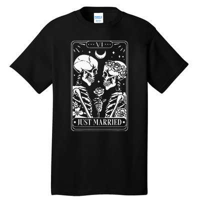 Just Married The Lovers Skeleton Couple Matching Halloween Tall T-Shirt