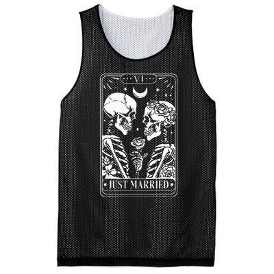 Just Married The Lovers Skeleton Couple Matching Halloween Mesh Reversible Basketball Jersey Tank