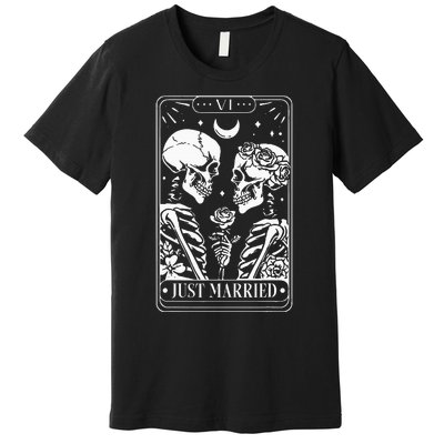 Just Married The Lovers Skeleton Couple Matching Halloween Premium T-Shirt