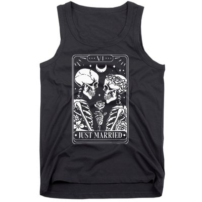 Just Married The Lovers Skeleton Couple Matching Halloween Tank Top