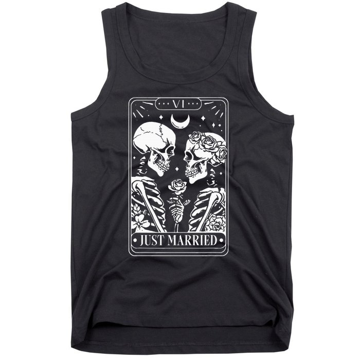 Just Married The Lovers Skeleton Couple Matching Halloween Tank Top