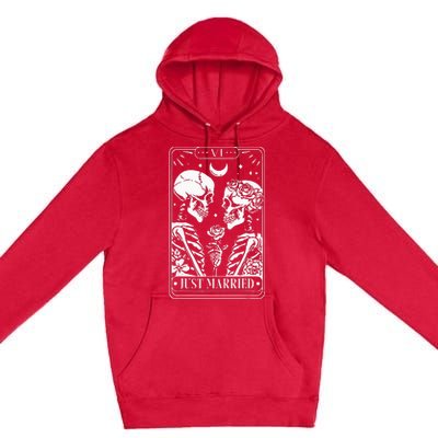 Just Married The Lovers Skeleton Couple Matching Halloween Premium Pullover Hoodie