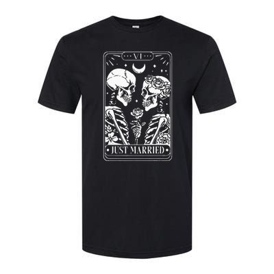 Just Married The Lovers Skeleton Couple Matching Halloween Softstyle CVC T-Shirt