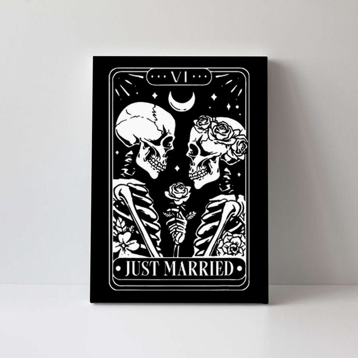 Just Married The Lovers Skeleton Couple Matching Canvas