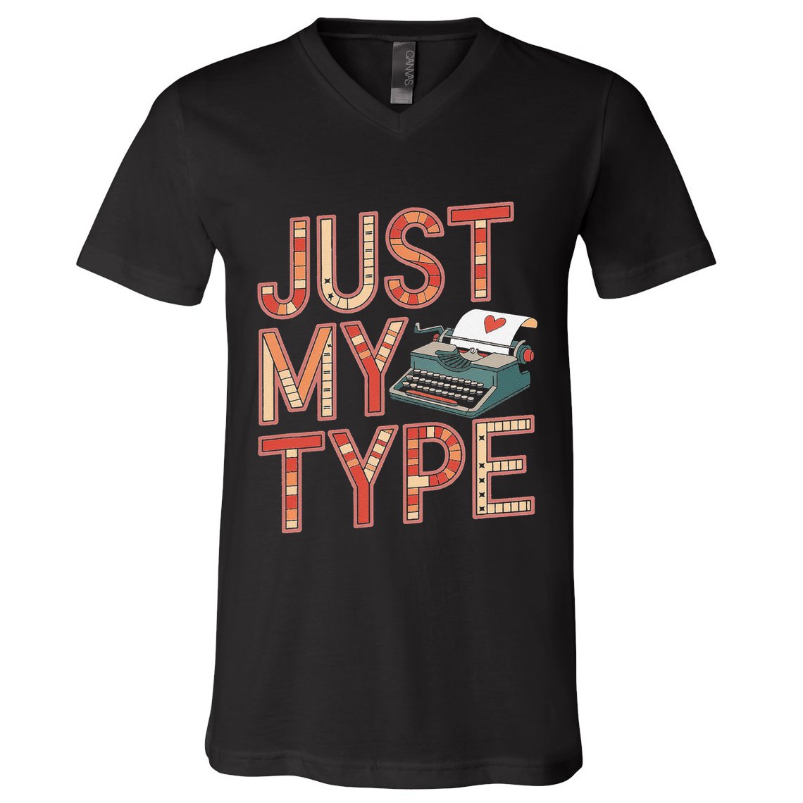 Just My Type Funny Typewriter Book Publisher Author V-Neck T-Shirt