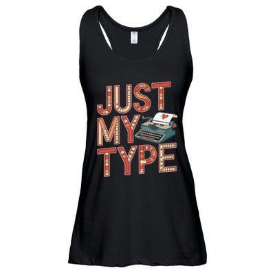 Just My Type Funny Typewriter Book Publisher Author Ladies Essential Flowy Tank