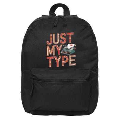 Just My Type Funny Typewriter Book Publisher Author 16 in Basic Backpack