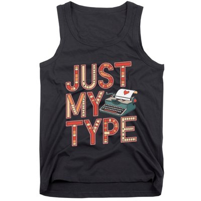 Just My Type Funny Typewriter Book Publisher Author Tank Top