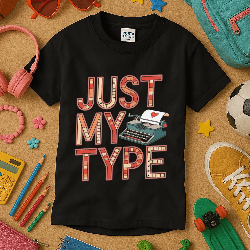 Just My Type Funny Typewriter Book Publisher Author Kids T-Shirt