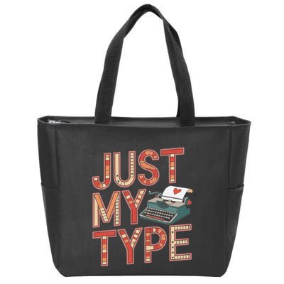 Just My Type Funny Typewriter Book Publisher Author Zip Tote Bag