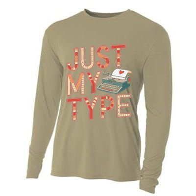 Just My Type Funny Typewriter Book Publisher Author Cooling Performance Long Sleeve Crew