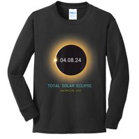 Jackson Mo Total Solar Eclipse 04/08/24 Missouri Souvenir Kids Long Sleeve Shirt