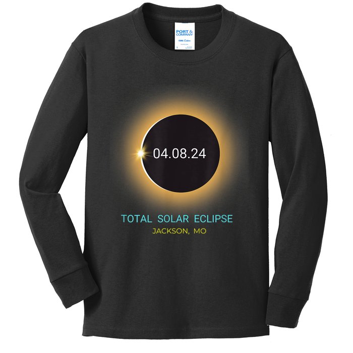 Jackson Mo Total Solar Eclipse 04/08/24 Missouri Souvenir Kids Long Sleeve Shirt