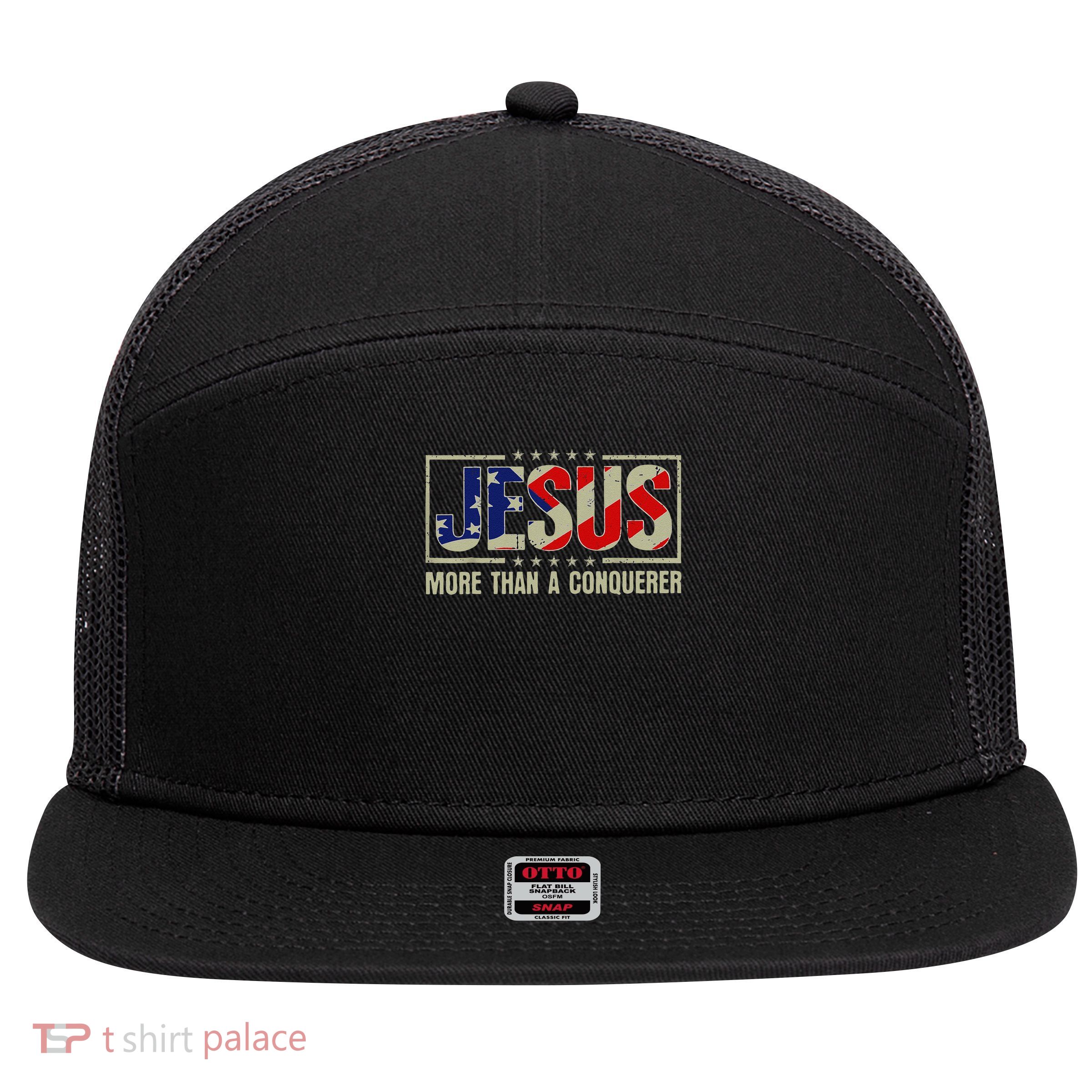 Jesus More Than A Conqueror 7 Panel Mesh Trucker Snapback Hat