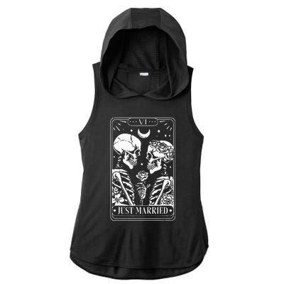 Just Married The Lovers Skeleton Couple Matching Halloween Ladies PosiCharge Tri-Blend Wicking Draft Hoodie Tank