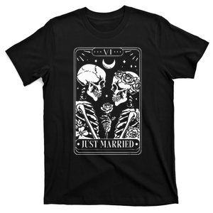 Just Married The Lovers Skeleton Couple Matching Halloween T-Shirt