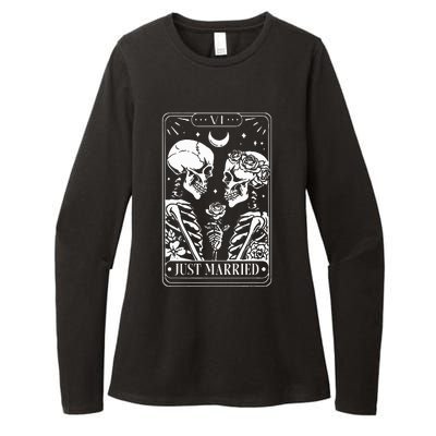 Just Married The Lovers Skeleton Couple Matching Halloween Womens CVC Long Sleeve Shirt