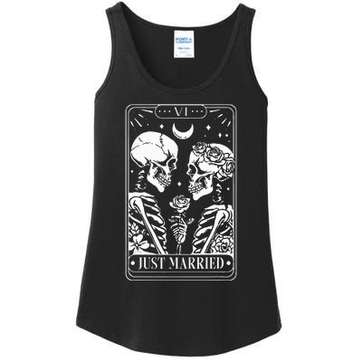 Just Married The Lovers Skeleton Couple Matching Halloween Ladies Essential Tank