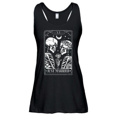 Just Married The Lovers Skeleton Couple Matching Halloween Ladies Essential Flowy Tank