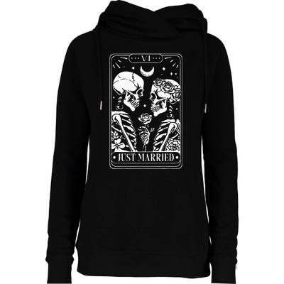 Just Married The Lovers Skeleton Couple Matching Halloween Womens Funnel Neck Pullover Hood