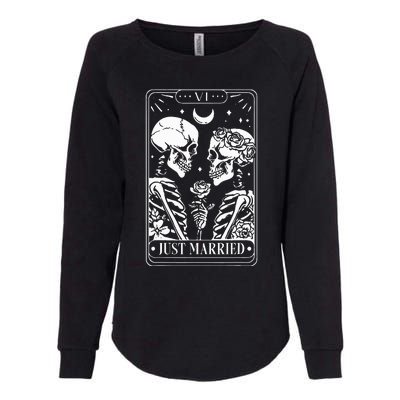 Just Married The Lovers Skeleton Couple Matching Halloween Womens California Wash Sweatshirt