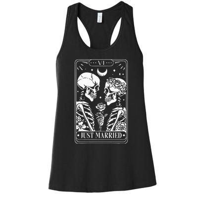 Just Married The Lovers Skeleton Couple Matching Halloween Women's Racerback Tank