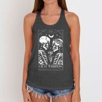 Just Married The Lovers Skeleton Couple Matching Halloween Women's Knotted Racerback Tank