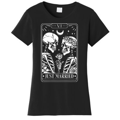 Just Married The Lovers Skeleton Couple Matching Halloween Women's T-Shirt