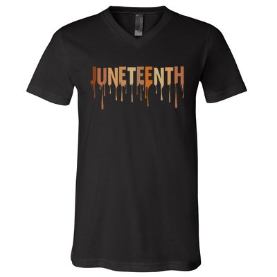 Juneteenth Melanin Tee 19th June 1865 Black History V-Neck T-Shirt