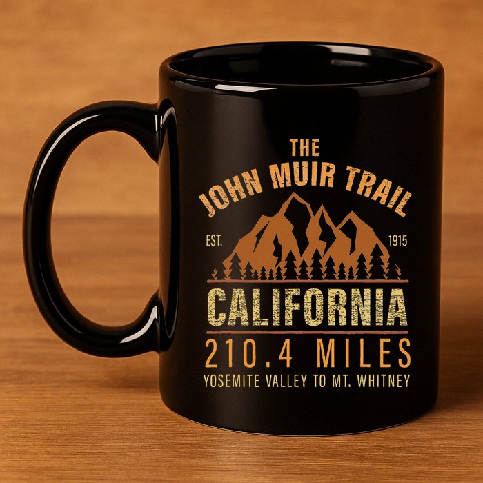 John Muir Trail California Backpacking Trail Hiking 11oz C Handle Ceramic Mug