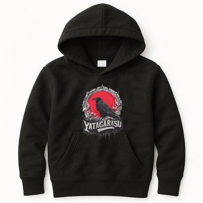 Japanese Mythology Three Legged Crow Yatagarasu Kids Hoodie