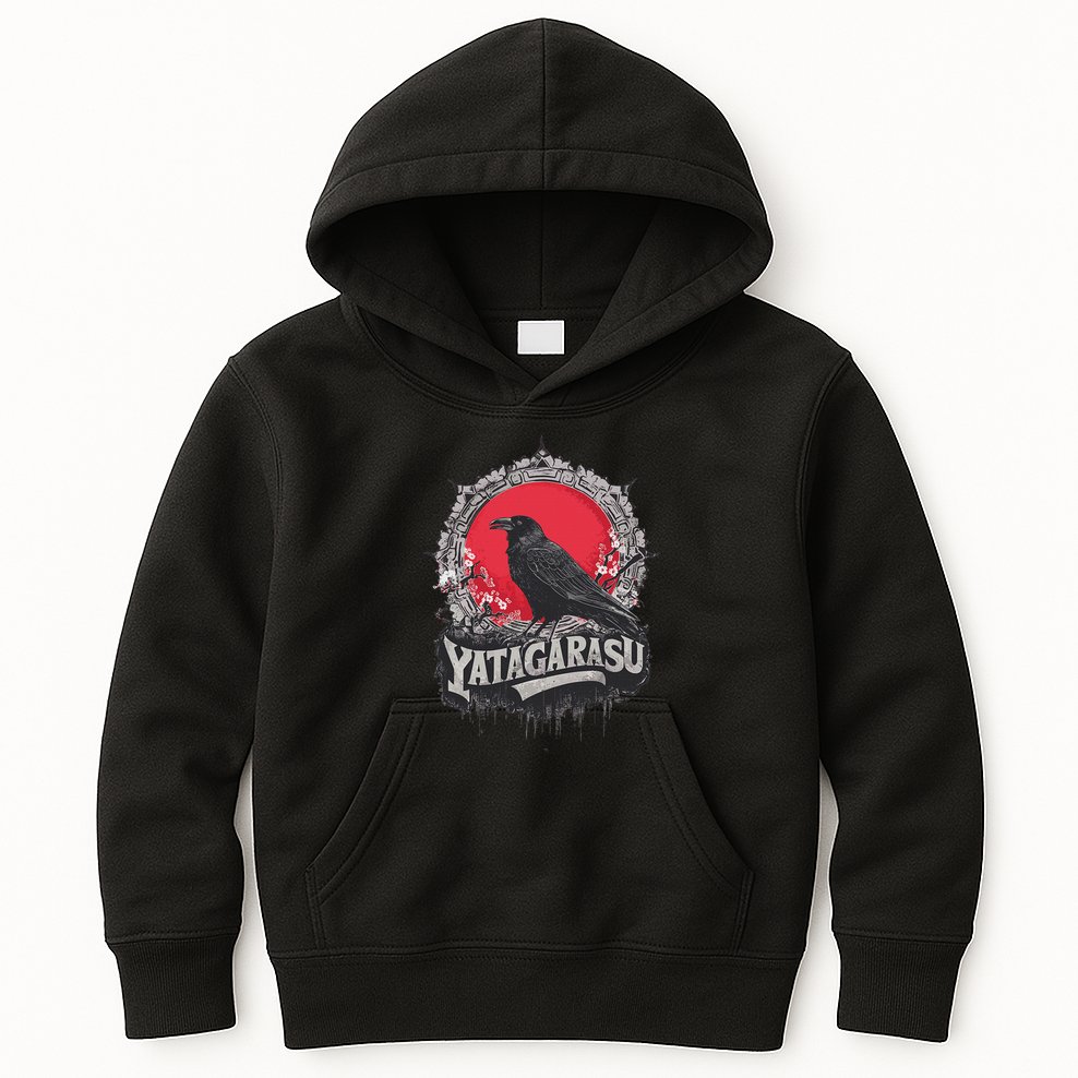 Japanese Mythology Three Legged Crow Yatagarasu Kids Hoodie