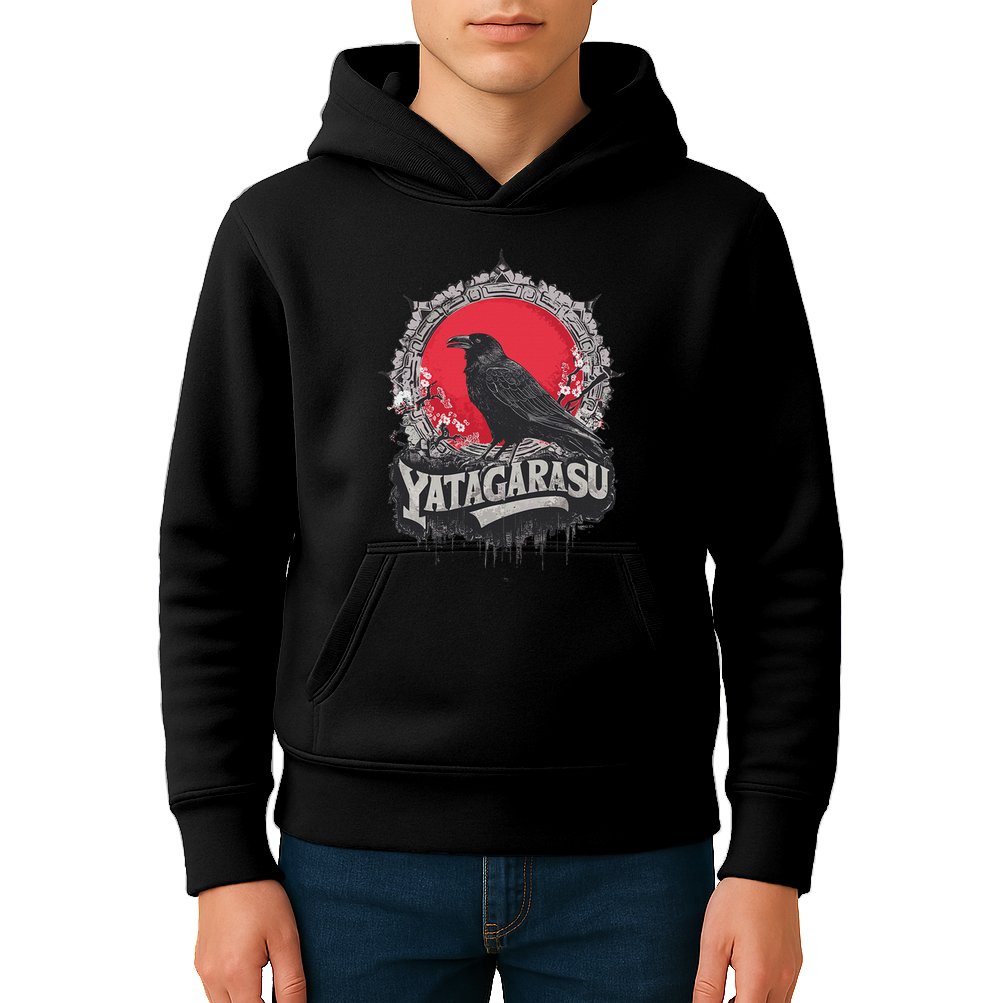 Japanese Mythology Three Legged Crow Yatagarasu Kids Hoodie