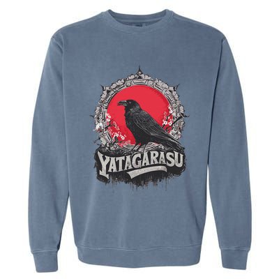 Japanese Mythology Three Legged Crow Yatagarasu Garment-Dyed Sweatshirt
