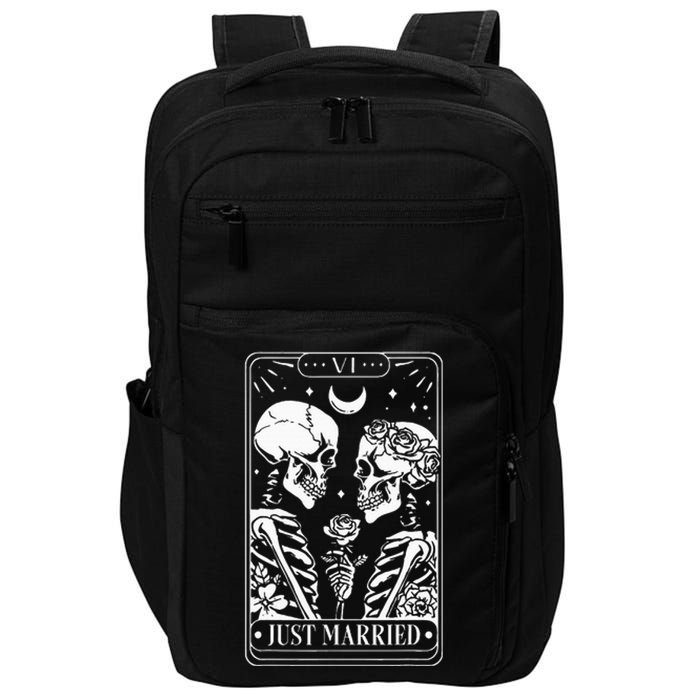 Just Married The Lovers Skeleton Couple Matching Halloween Impact Tech Backpack