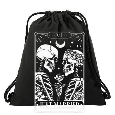 Just Married The Lovers Skeleton Couple Matching Halloween Drawstring Bag