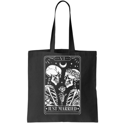 Just Married The Lovers Skeleton Couple Matching Halloween Tote Bag