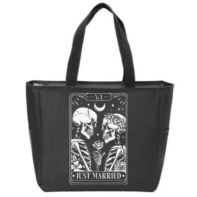 Just Married The Lovers Skeleton Couple Matching Halloween Zip Tote Bag