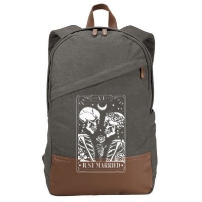 Just Married The Lovers Skeleton Couple Matching Halloween Cotton Canvas Backpack