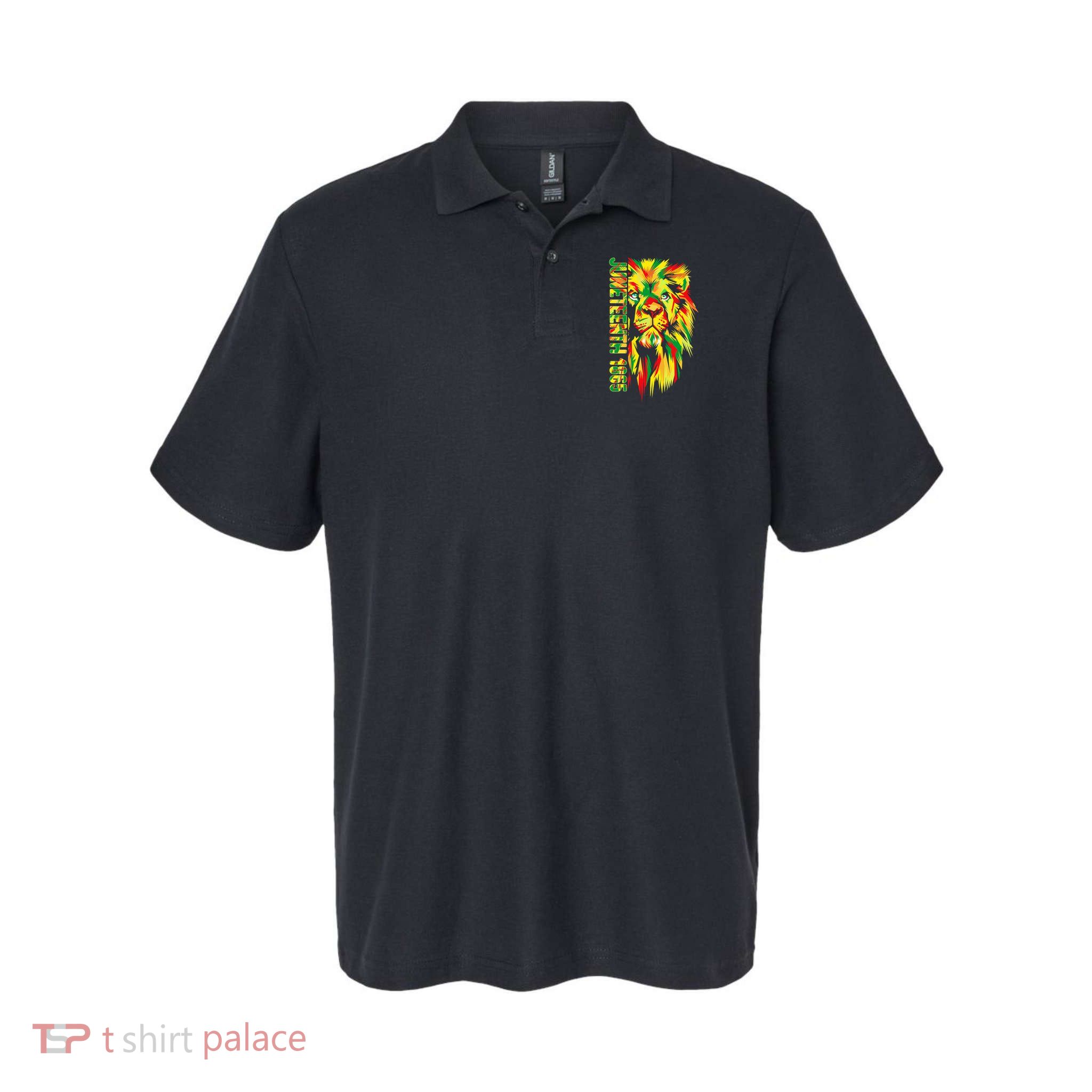 Juneteenth Men Women African American Black Lion 1865 King Polo