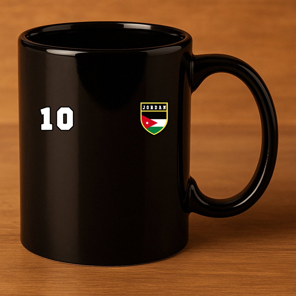 Jordan Number 10 Soccer Flag Football Ten Jersey 11oz C Handle Ceramic Mug