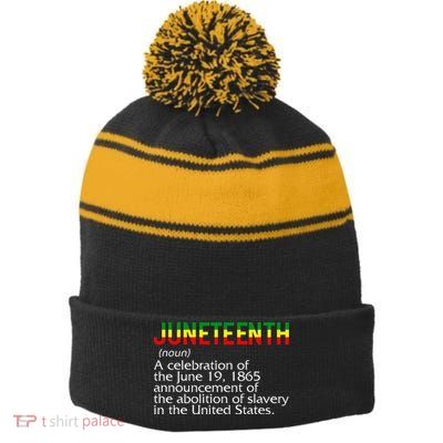 Juneteenth Noun A Celebration Held Annually 1865 Freedom Day Stripe Pom Pom Beanie