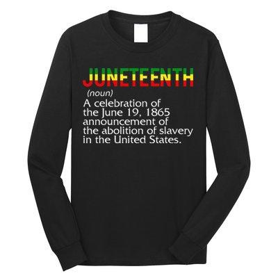 Juneteenth Noun A Celebration Held Annually 1865 Freedom Day Long Sleeve Shirt