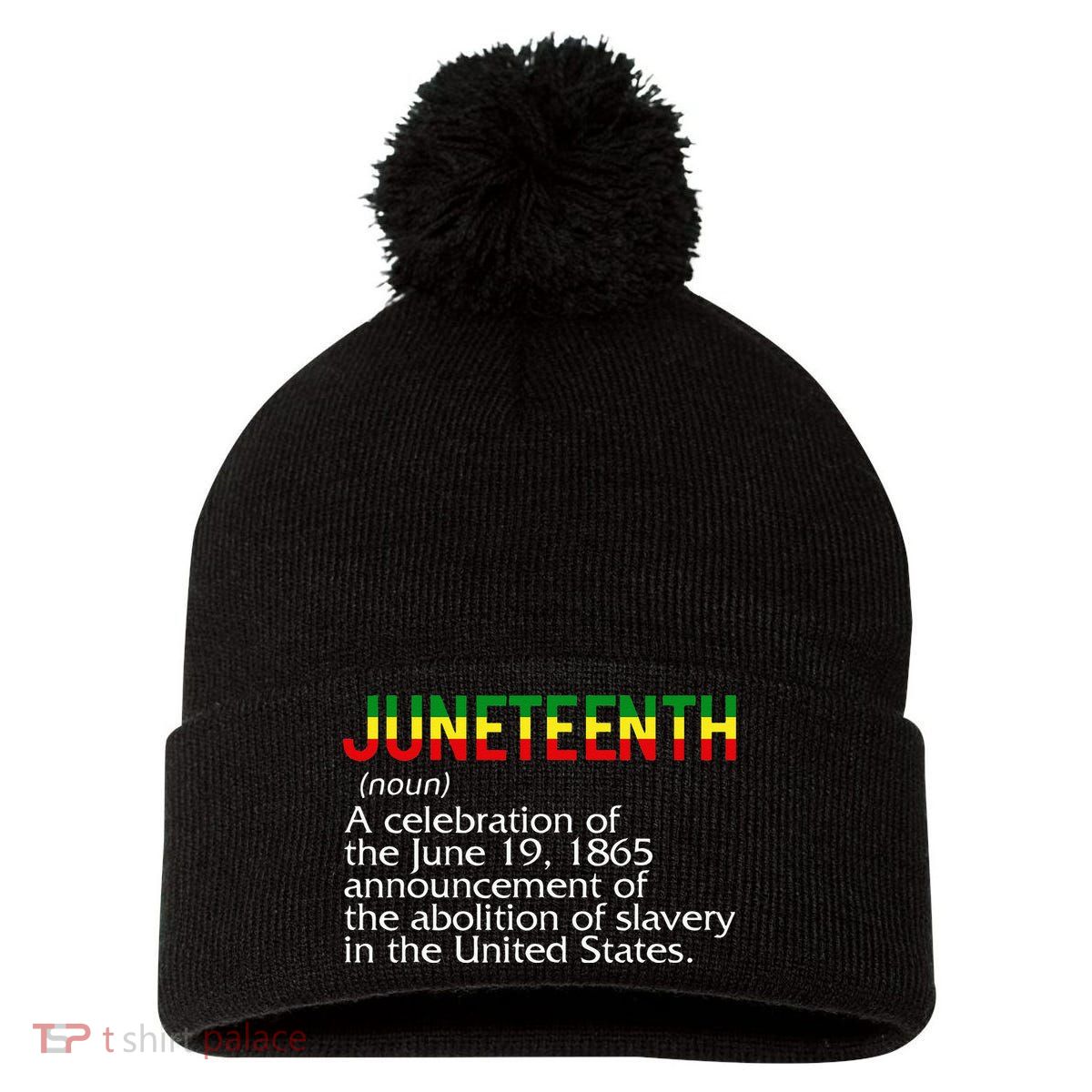 Juneteenth Noun A Celebration Held Annually 1865 Freedom Day Pom Pom 12in Knit Beanie