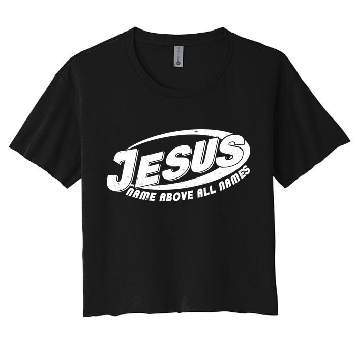 Jesus Name Above All Names Sports Style Logo Women's Crop Top Tee