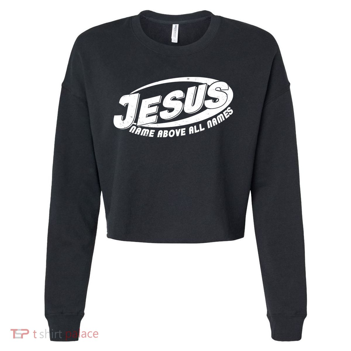 Jesus Name Above All Names Sports Style Logo Cropped Pullover Crew