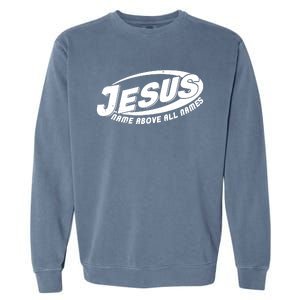 Jesus Name Above All Names Sports Style Logo Garment-Dyed Sweatshirt